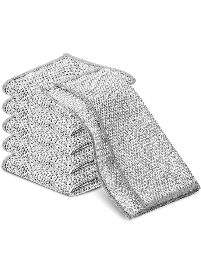 PROMASS promass 6 PCS Non-Scratch Wire Dishcloths - Silver, Medium, 20x20cm - Set of 6 - Cleaning Cloths for Dishes, Kitchen Sink, Stove Tops - Image 1