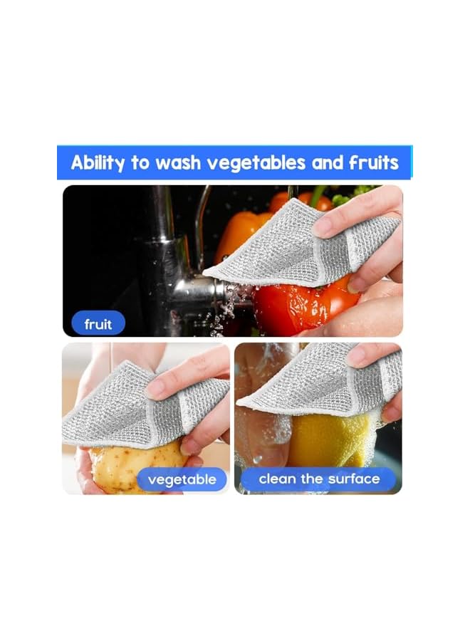 PROMASS promass 6 PCS Non-Scratch Wire Dishcloths - Silver, Medium, 20x20cm - Set of 6 - Cleaning Cloths for Dishes, Kitchen Sink, Stove Tops - Image 4