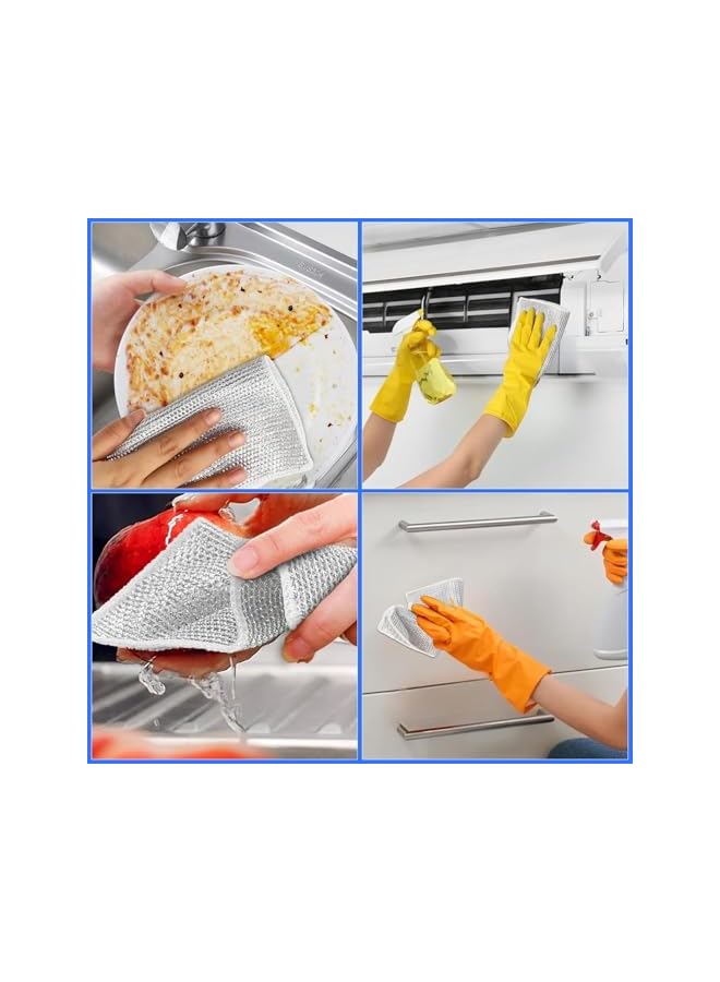 PROMASS promass 6 PCS Non-Scratch Wire Dishcloths - Silver, Medium, 20x20cm - Set of 6 - Cleaning Cloths for Dishes, Kitchen Sink, Stove Tops - Image 2