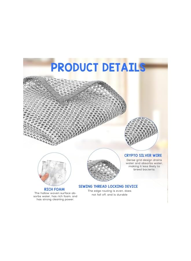PROMASS promass 6 PCS Non-Scratch Wire Dishcloths - Silver, Medium, 20x20cm - Set of 6 - Cleaning Cloths for Dishes, Kitchen Sink, Stove Tops - Image 5