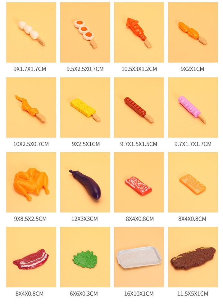 55 pcs Small BBQ Grill Playset Toy Barbecue Kitchen Cooking Playset, Interactive Grill Play Food Cooking Playset Pretend BBQ Accessories Set for Girls Boys Toddler - Image 5