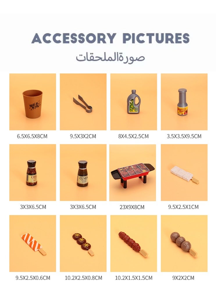 55 pcs Small BBQ Grill Playset Toy Barbecue Kitchen Cooking Playset, Interactive Grill Play Food Cooking Playset Pretend BBQ Accessories Set for Girls Boys Toddler - Image 4