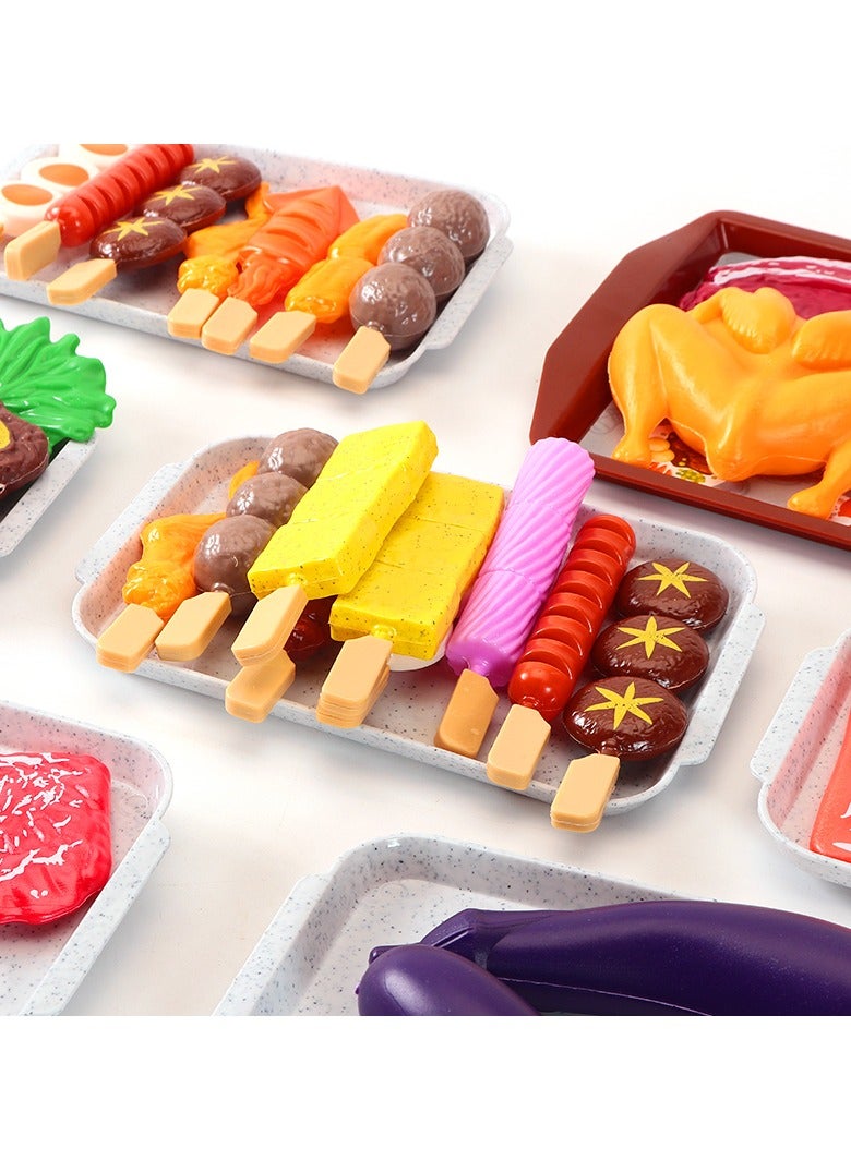 55 pcs Small BBQ Grill Playset Toy Barbecue Kitchen Cooking Playset, Interactive Grill Play Food Cooking Playset Pretend BBQ Accessories Set for Girls Boys Toddler - Image 2