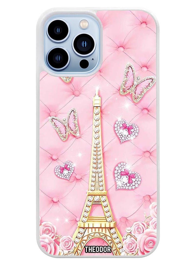 Theodor Protective Case Cover For APPLE IPHONE 14 Pro Eiffel Tower (2) (White Bumper) - Image 1