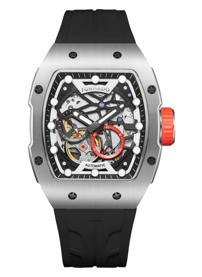 تورنيدو Tornado Autonova T24302-SSBB Men's Automatic Display Watch & Silicone Strap Black