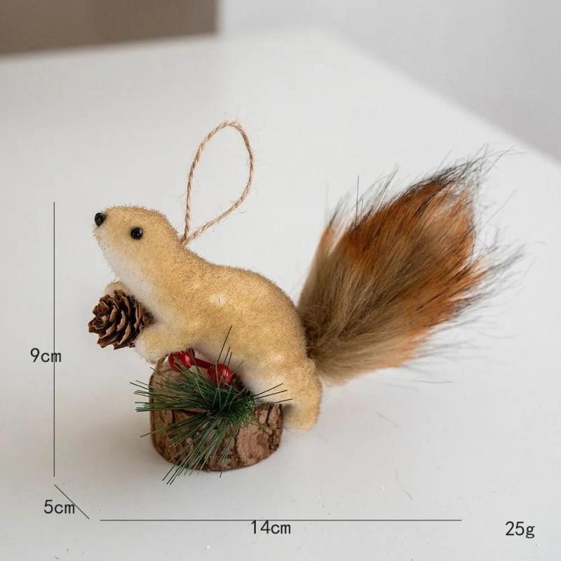 Realistic Squirrel Ornament 14 Cm Brown Plush Decoration - Charming Colorful Design Hanging Decoration for Christmas Tree Home Holiday Displays - Image 1