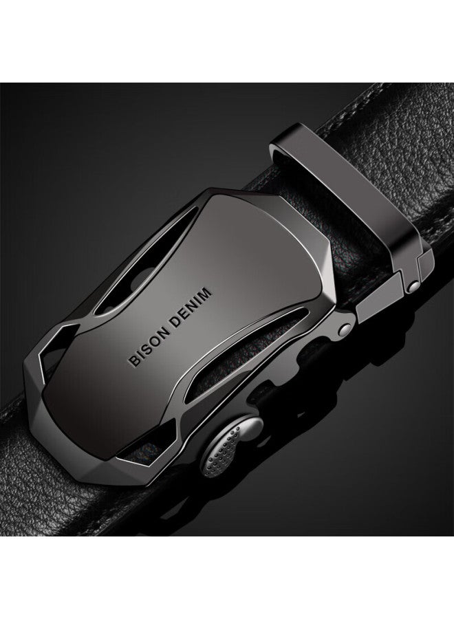 American Bison Men's Belt With Automatic Buckle, Cowhide Business Waistband, Casual Trouser Belt, Birthday Gift For Boyfriend - Image 1