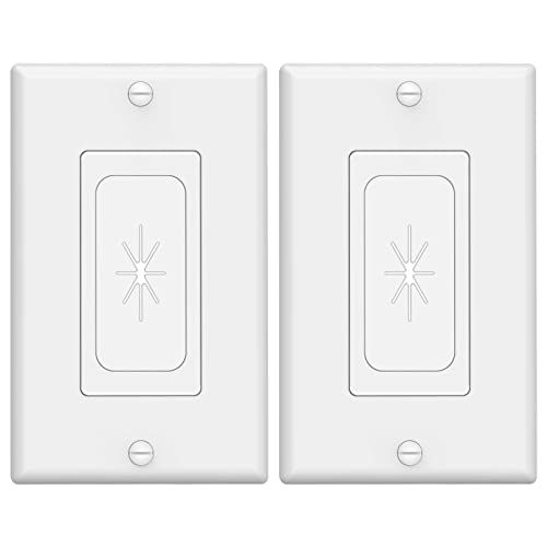 VCELINK Wall Plate Cable Pass Through, Single Gang Decorator Wall Plate Cover, Flexible Rubber Wall Grommets Insert for Low Voltage Cables, Wall Mount TV, Home Theater System, White (White-2 Pack) - Image 1