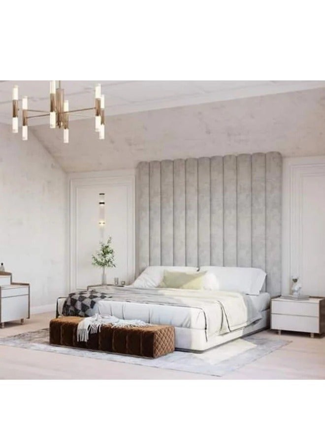 KUSTOMDECO Tranquil Haven Vertical Channel Wall Panel Headboard Bed - Customizable Design for UAE Bedrooms - Image 2