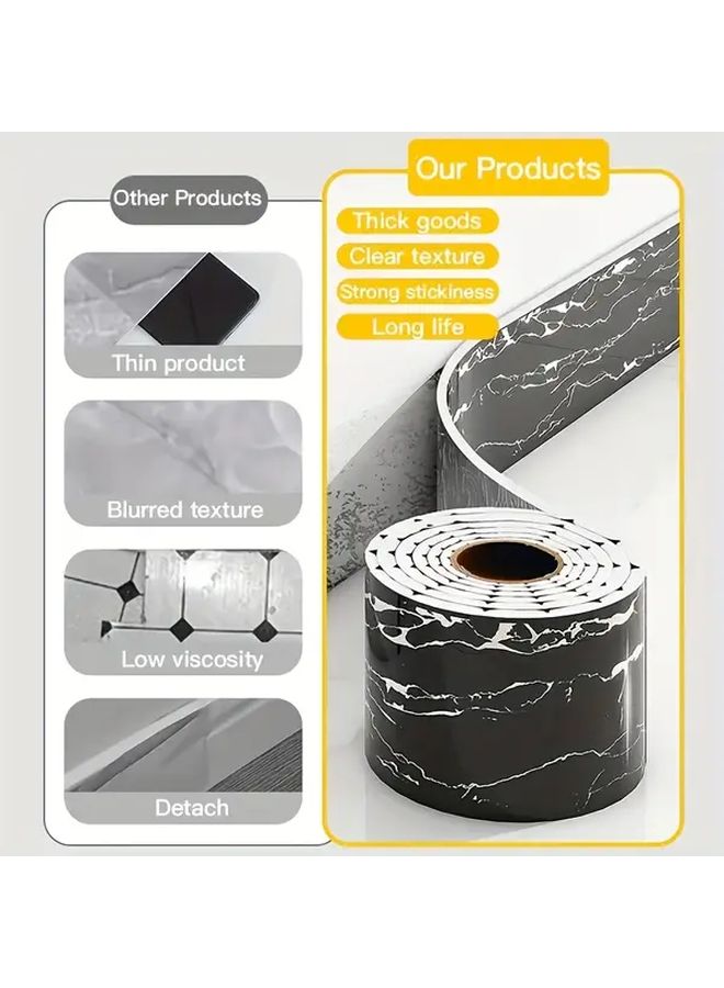 شرائط زخرفية رخامية ثلاثية الأبعاد ذاتية اللصق باللون الرمادي الدايك - ملصقات بلاط PVC مقاومة للماء للمطبخ لتجديد أسطح الأثاث والحمام - Image 2