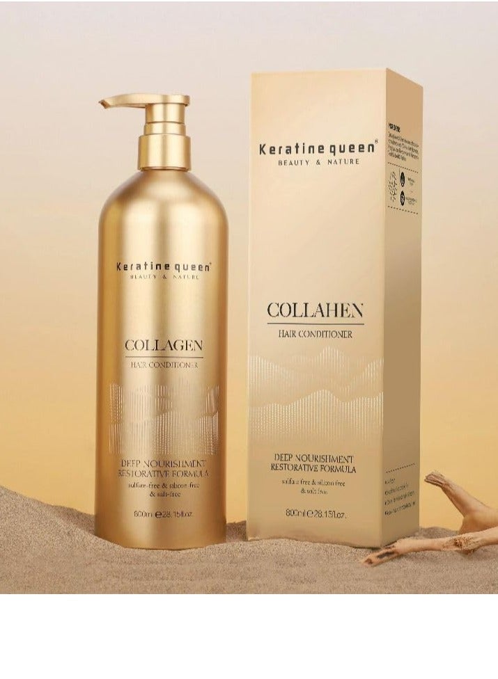 كيراتين كوين بلسم مرطب خالي من الكبريتات بالكولاجين والذهب البرازيلي 800 مل - Image 1