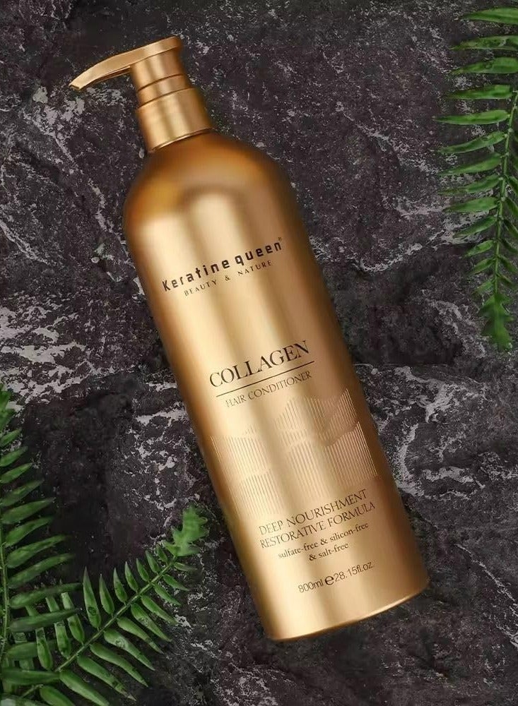 كيراتين كوين بلسم مرطب خالي من الكبريتات بالكولاجين والذهب البرازيلي 800 مل - Image 2