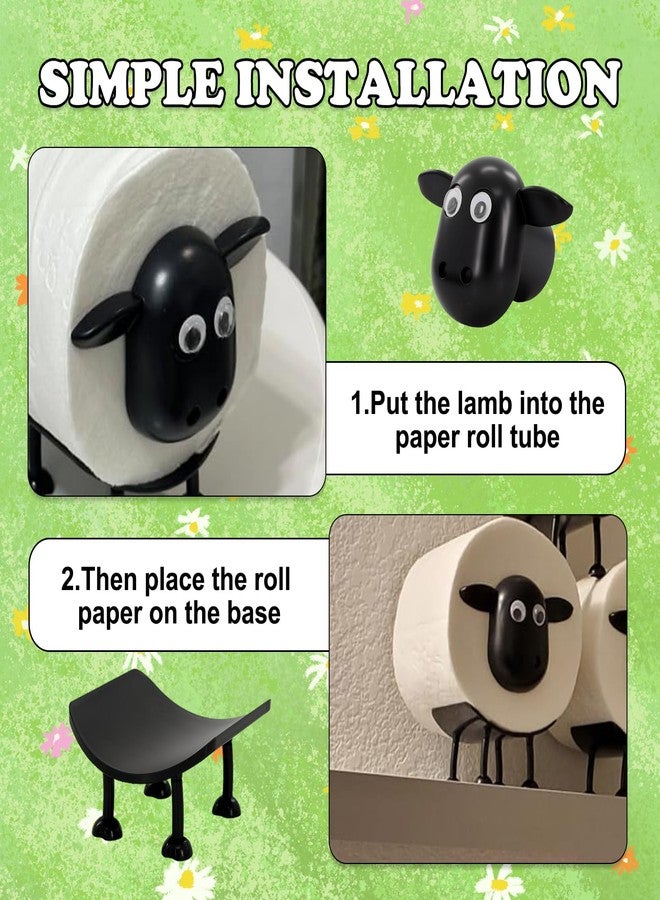 braxan 3 Pack Sheep Toilet Paper Roll Holder Set, 3D Printed Black Sheep Design, Cute Organizer for Toilet Paper Storage, Decorative Countertop Accessory for Bathroom Organization - Image 3
