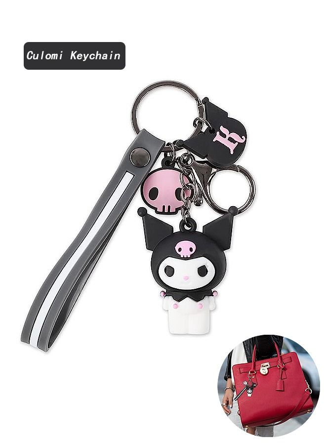 Generic Cartoon Keychain, Lovely Anime Keychain Accessories, Purse Handbag Decorative Bag Accessories (Black)  - Image 1
