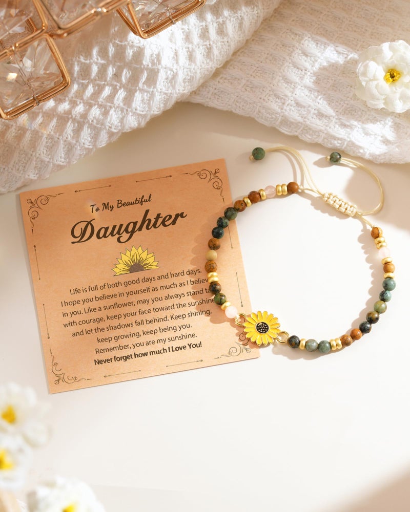 Tarsus Daughter Gifts from Mom, Daughters Bracelet Sunflower Jewelry Birthday Christmas Gifts for Daughter Adults Teens - Image 3