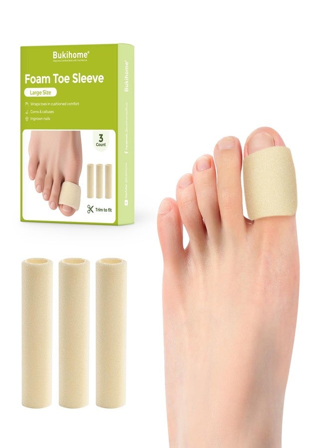 Bukihome Cuttable Toe Tubes Sleeves - Foam Toe Protectors for Corns, Calluses, Blisters - Fabric & Breathable Gel Lining Toe Sleeve Protectors Relief Toe Pressure Pain - Large Size,3 Count,White - Image 1