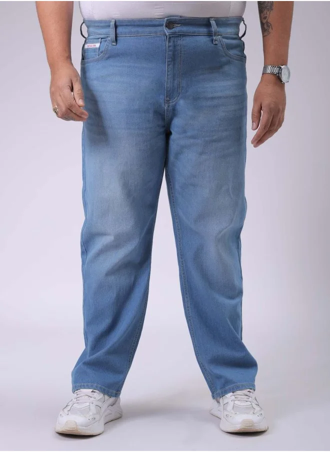 HARDSODA Men Plus Size Vintage Straight Fit Solid Mid-Rise Stretchable Jeans