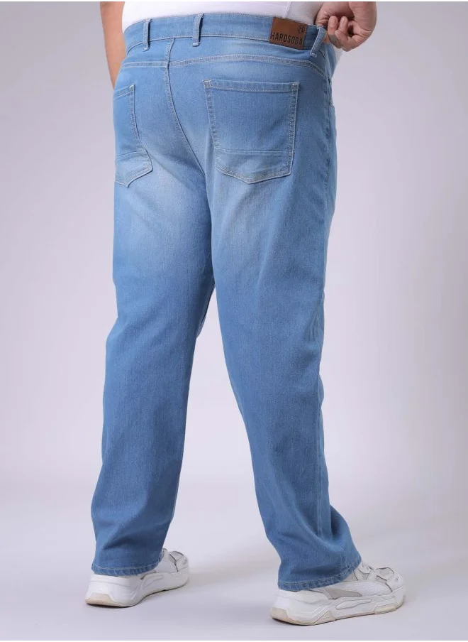 HARDSODA Men Plus Size Vintage Straight Fit Solid Mid-Rise Stretchable Jeans