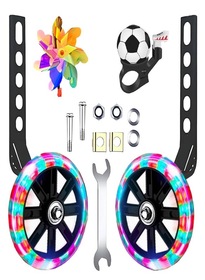 Nakazawa Adjustable Training Wheels for Bike Fits 12/14/16/18/20 Inch Bikes Bicycle Training Wheels for Stabilizer Training,When the wheels touch the ground, they emit colored lights - Image 1