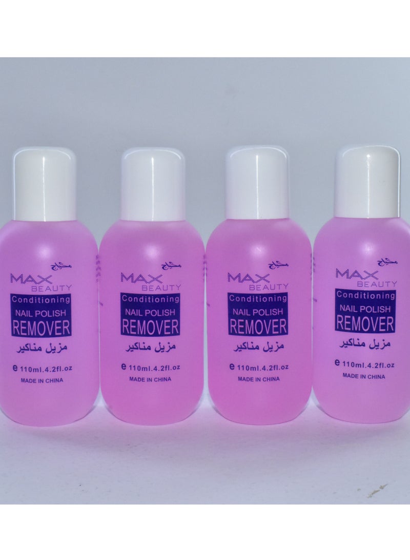ماكس بيوتي 4 قطع مزيل طلاة اظافر ماكس بيوتي 110 مل