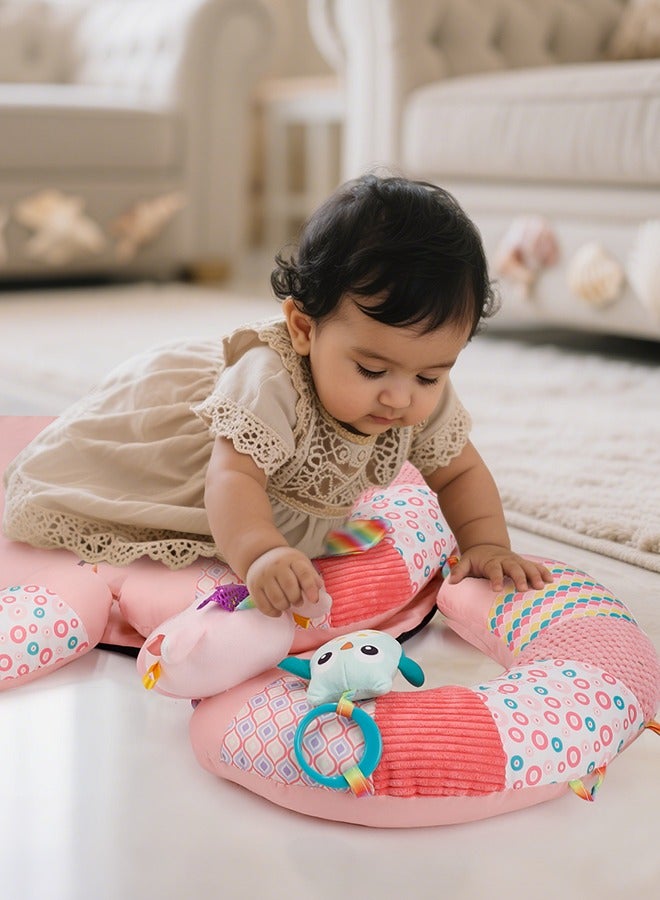 vocheer Baby Play Mat for Infants, Soft Foam Activity Gym with Detachable Tummy Time Pillow, Sit-Me-Up Floor Seat for Newborns & Toddlers, Portable, Reversible, Pink - Image 5