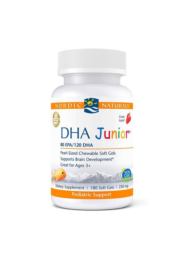 NORDIC NATURALS Nordic Naturals Pro DHA Junior, Strawberry - 180 Mini Chewable Soft Gels - 250 mg Total Omega-3s with EPA & DHA - Brain Development & Visual Function - Non-GMO - 45 Servings  - Image 1