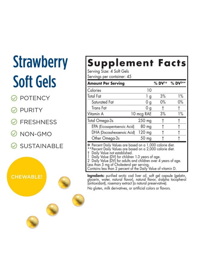 NORDIC NATURALS Nordic Naturals Pro DHA Junior, Strawberry - 180 Mini Chewable Soft Gels - 250 mg Total Omega-3s with EPA & DHA - Brain Development & Visual Function - Non-GMO - 45 Servings  - Image 2