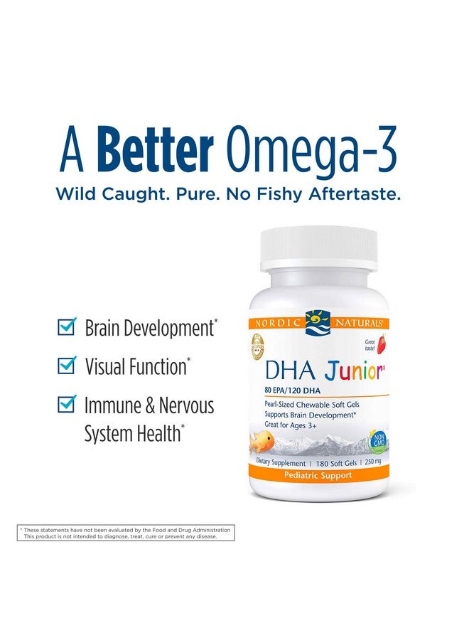 NORDIC NATURALS Nordic Naturals Pro DHA Junior, Strawberry - 180 Mini Chewable Soft Gels - 250 mg Total Omega-3s with EPA & DHA - Brain Development & Visual Function - Non-GMO - 45 Servings  - Image 3