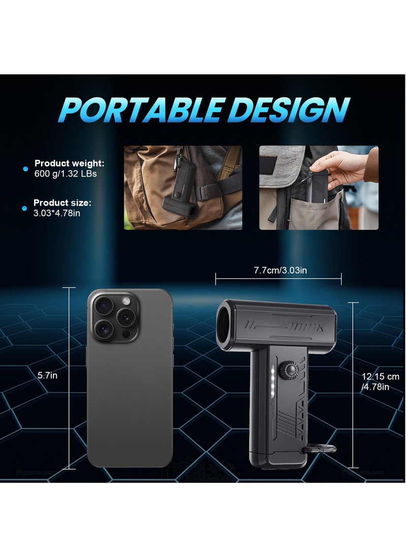 نكومي منفاخ مروحة محمولة باليد عالية السرعة، مروحة نفاثة قوية للغاية بشاحن توربيني بسرعة 130,000 دورة في الدقيقة للسيارة والتنظيف والتخييم والهواء الطلق. - Image 4