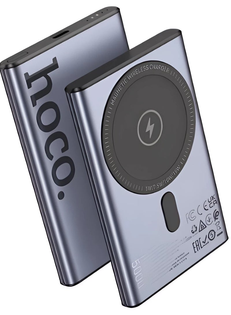 هوكو باور بانك مغناطيسي من هوكو Q32 بسعة 5000 مللي أمبير/ساعة مع شحن سريع بقوة 20 وات - رمادي معدني - Image 1