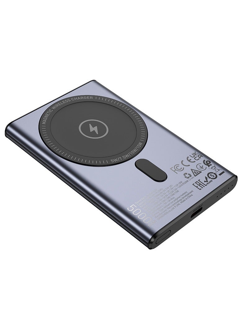 هوكو باور بانك مغناطيسي من هوكو Q32 بسعة 5000 مللي أمبير/ساعة مع شحن سريع بقوة 20 وات - رمادي معدني - Image 2