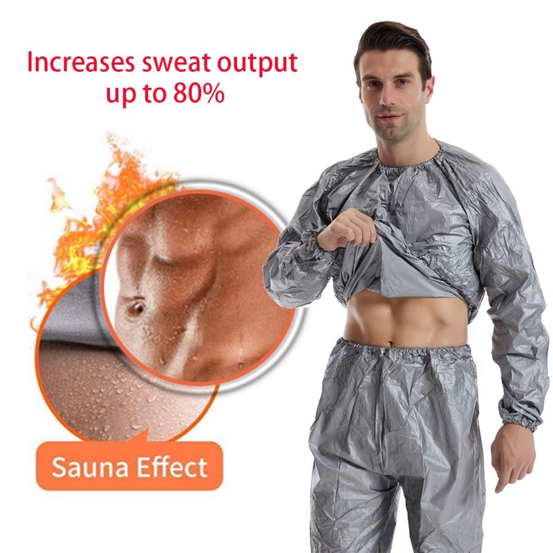 DawnBreak Sauna Sweat Suit for Women/Men Exercise Weight Loss Gym Fitness Workout Silver - XL - Image 2