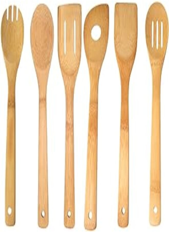 Home Basics - Home Basics 6 Piece Bamboo Kitchen Cutlery Tool Set - Image 1