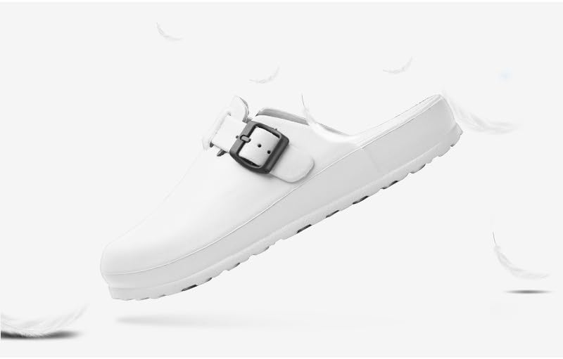 AioTio Comfortable Protective Closed Toe Slippers - Water-Resistant, Lightweight, Slip-Resistant, Adjustable Upper for Home Use (White, Size 38) - Image 5
