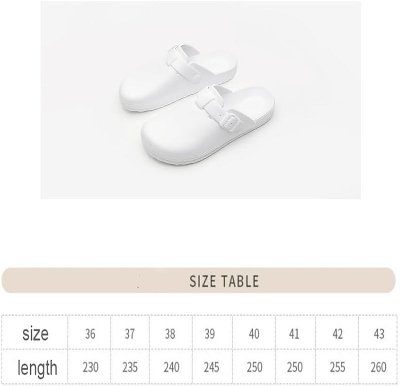 AioTio Comfortable Protective Closed Toe Slippers - Water-Resistant, Lightweight, Slip-Resistant, Adjustable Upper for Home Use (White, Size 38) - Image 2