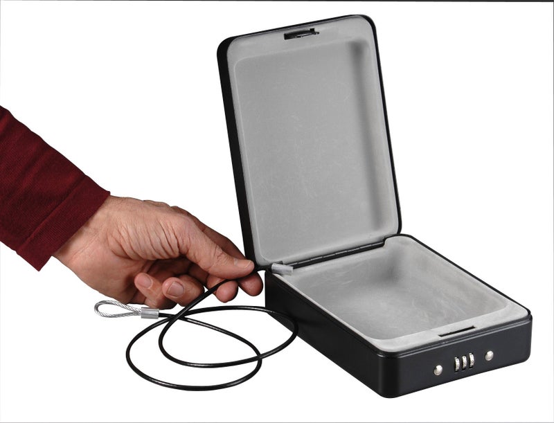 سينتري سيف صندوق قفل أسود صغير آمن من Sentrysafe مع قفل مركب للمكتب أو السكن لتأمين مجوهرات جواز السفر 0.05 قدم مكعب الخارجي: 2.6 بوصة. الارتفاع × 5.9 بوصة. العرض × 8.0 بوصة. د P005C - Image 3