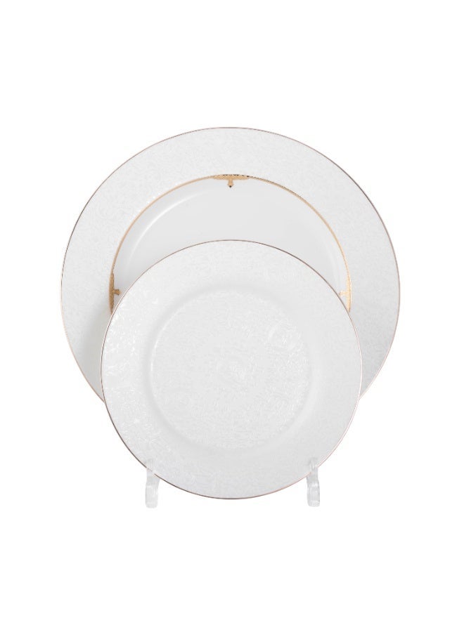 Dania 70 Pieces Porcelain Dining Set White Color With Golden Font Enough For 6 People - Image 3