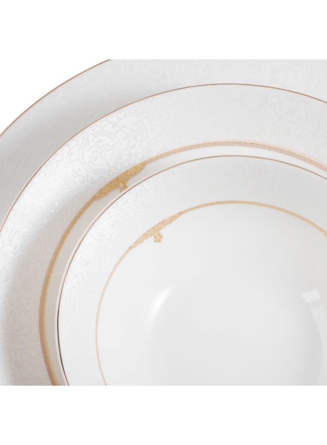 Dania 70 Pieces Porcelain Dining Set White Color With Golden Font Enough For 6 People - Image 4