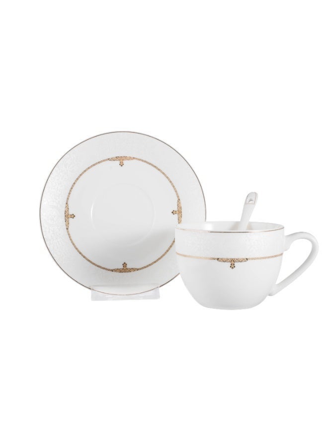 Dania 70 Pieces Porcelain Dining Set White Color With Golden Font Enough For 6 People - Image 2