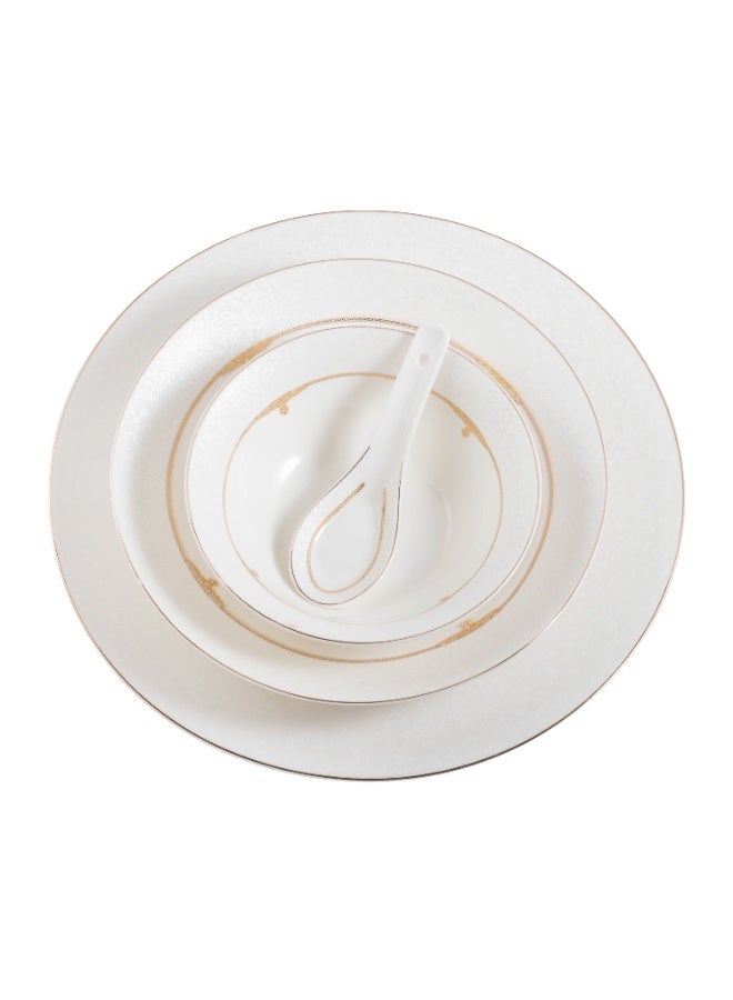 Dania 70 Pieces Porcelain Dining Set White Color With Golden Font Enough For 6 People - Image 5