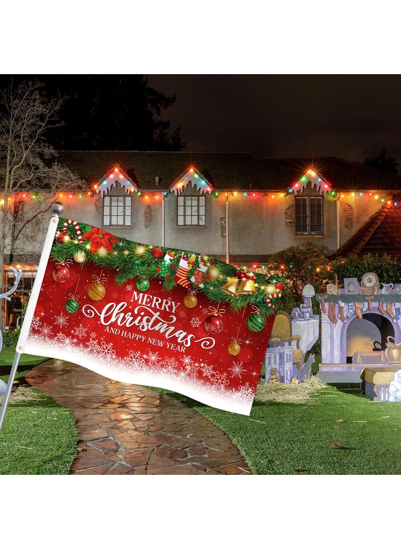 Moukeren Moukeren 3 x 5 ft Christmas Flag Merry Christmas Flag Xmas Double Sided Red Family Flags for House Winter Holiday Party Yard Garden Indoor Outdoor Gift Decoration  - Image 5