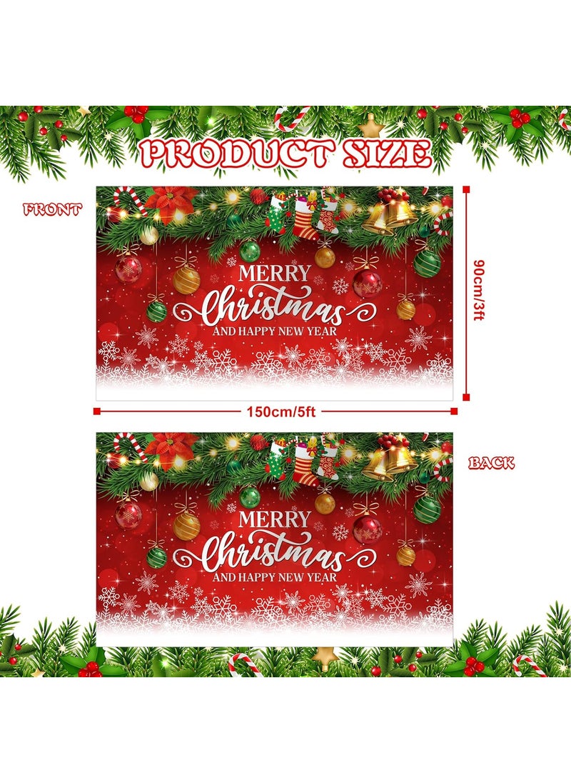 Moukeren Moukeren 3 x 5 ft Christmas Flag Merry Christmas Flag Xmas Double Sided Red Family Flags for House Winter Holiday Party Yard Garden Indoor Outdoor Gift Decoration  - Image 2