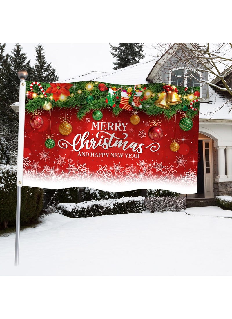Moukeren Moukeren 3 x 5 ft Christmas Flag Merry Christmas Flag Xmas Double Sided Red Family Flags for House Winter Holiday Party Yard Garden Indoor Outdoor Gift Decoration  - Image 4