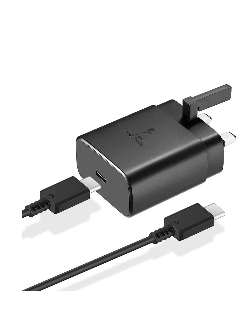 45W Fast Charger Plug with USB C Cable for Samsung Galaxy S24 Ultra/S23 Plus/S23/S22/S21/S20 Ultra/S20/Note 20 /Note10 Plus/ Tab S10 Ultra/ Tab S10/ Tab S9/ Tab S9+/ Tab S8 and iPad Pro 13/ iPad 12. - Image 1