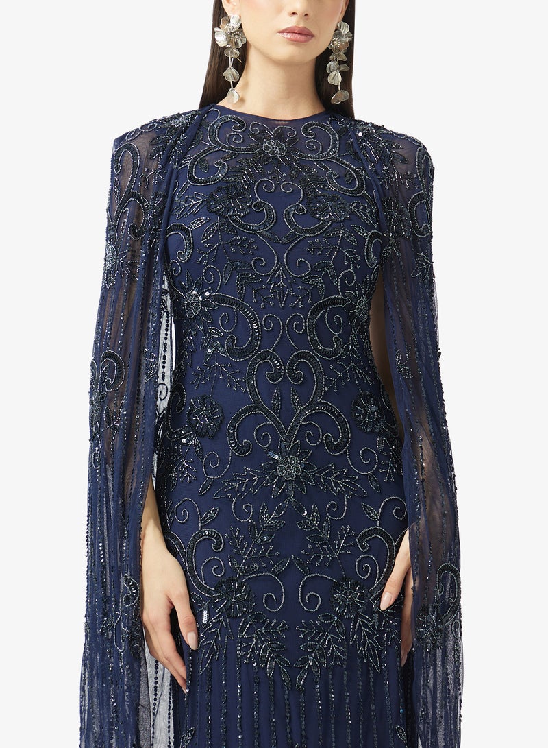 بيوت فستان ماكسي بأكمام كاب مزينة - Image 3