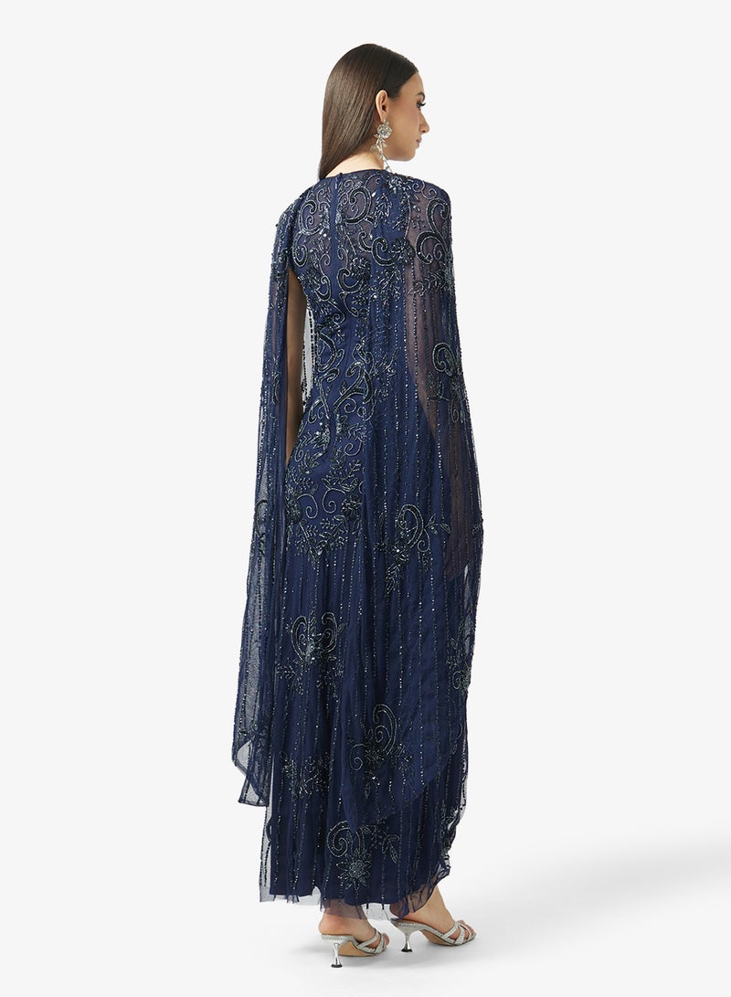 بيوت فستان ماكسي بأكمام كاب مزينة - Image 2