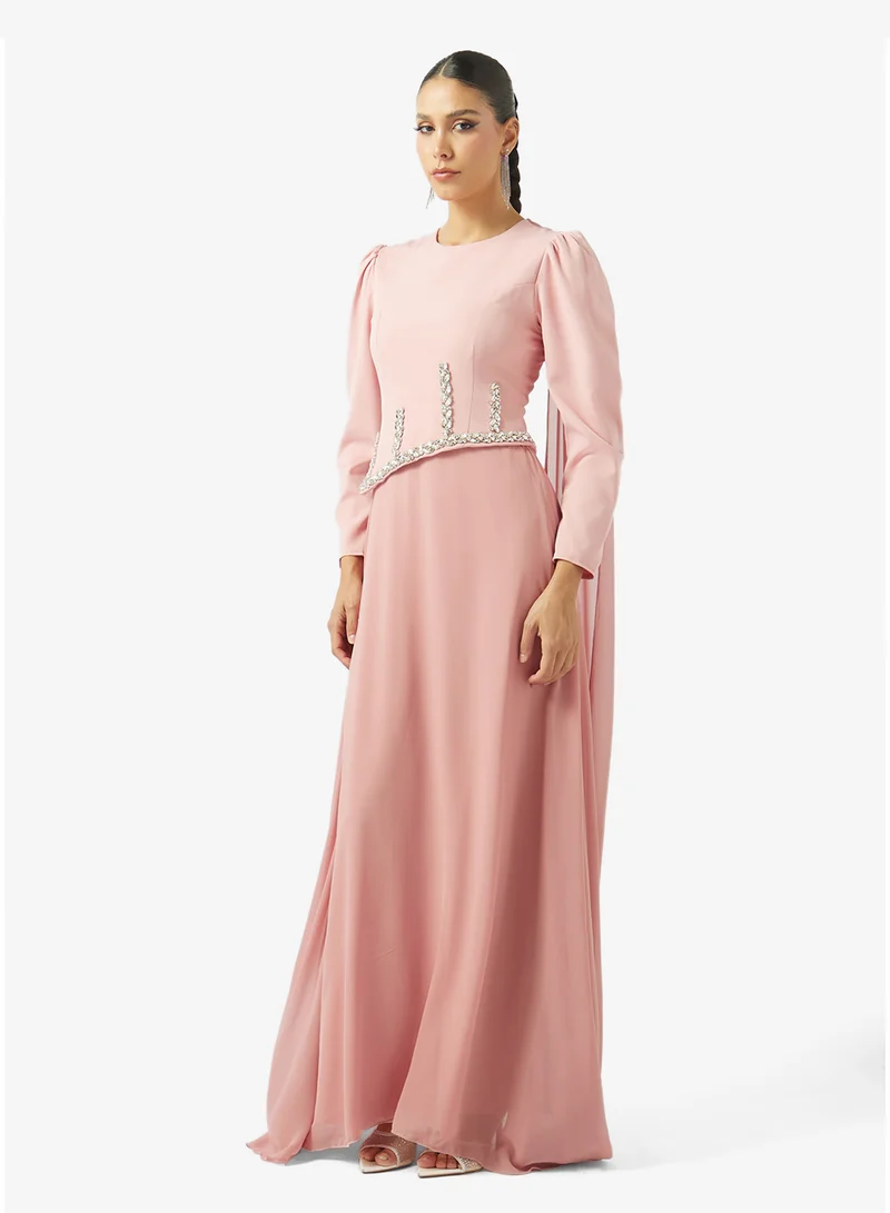 Khizana Dress With Aysmmetric Mock Peplum