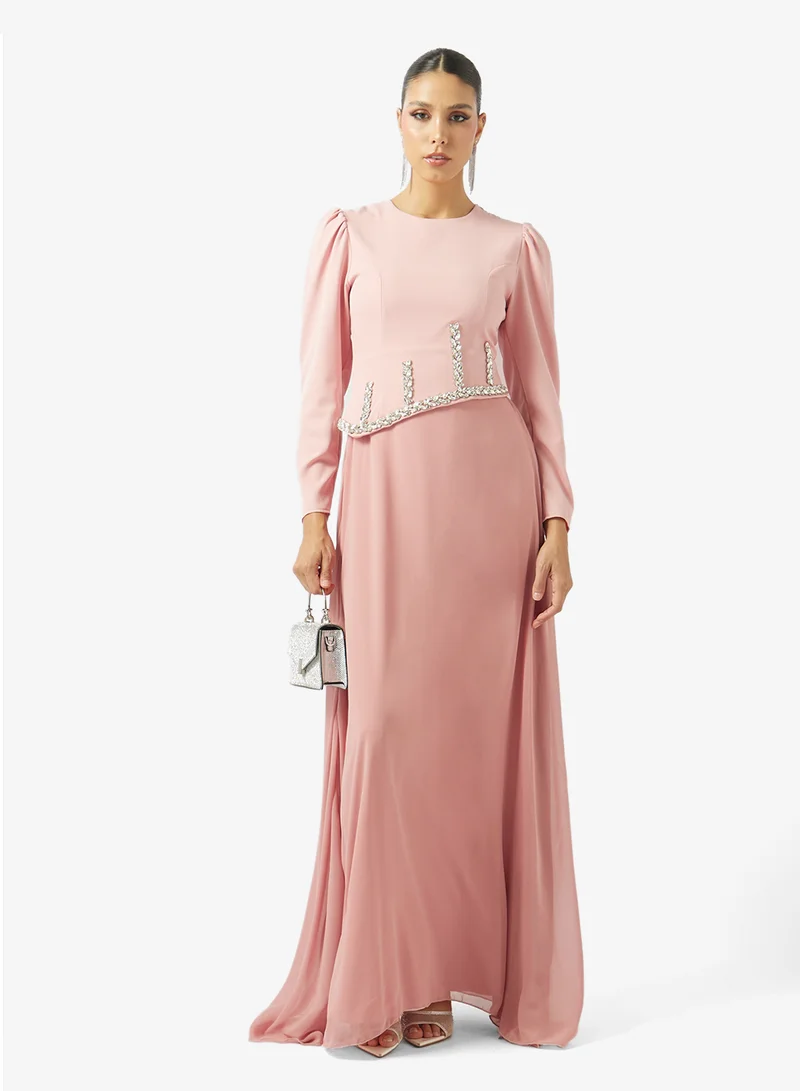 Khizana  Dress With Aysmmetric Mock Peplum for Women | Best Price UAE
