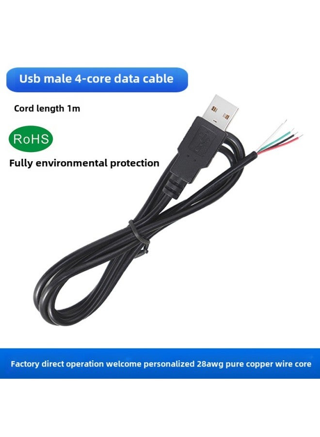 Usb Wire Semi-finished 2-core Charging Wire 4-core Data Wire Usb Male Female Single Wire Power Wire Usb Wire-Color:4 Core USB Male 1 M - Image 1