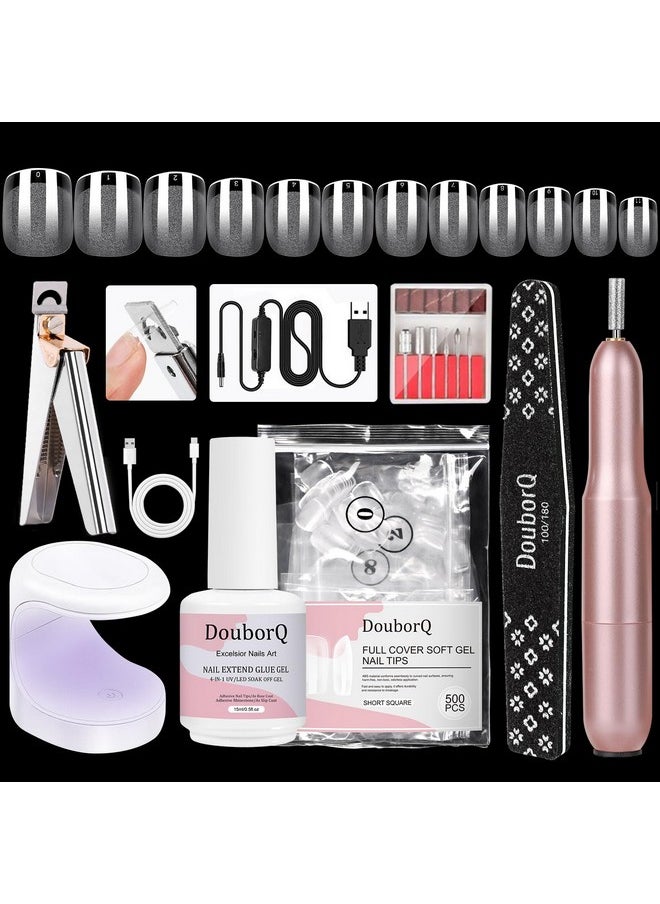 MAJOR DIJIT Gel X Nail Kit - Beginner Gel Nail Set With Nail Drill, 0.5Oz 4-In-1 Nail Glue Gel, 500Pcs Short Square Nail Tips, Uv Lamp For Nail Extension & Art  - Image 1